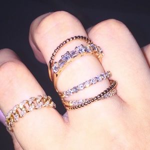 Shay Jewelry Open Mixed Diamond Ring Rose Gold 7